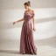 Modest / Simple Purple Evening Dresses  Prom Dresses 2021 A-Line / Princess Off-The-Shoulder Short Sleeve Backless Floor-Length / Long Evening Party Formal Dresses