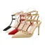 Mode Schwarz Abend Niet Sandalen Damen 2020 T-Riemen 10 cm Stilettos Spitzschuh Sandaletten