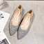 Charmant Argenté Chaussure De Mariée 2020 Paillettes À Bout Pointu Plate Mariage Escarpins