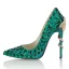Amazing / Unique Dark Green Rave Club Pumps 2020 Leather Snakeskin Print 11 cm Stiletto Heels Pointed Toe Pumps