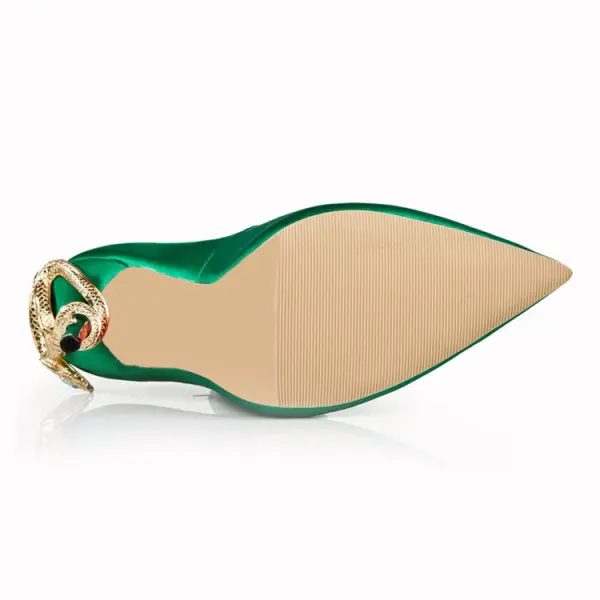 Chic / Beautiful Dark Green Evening Party Pumps 2020 Leather 9 cm Stiletto Heels Pointed Toe Pumps