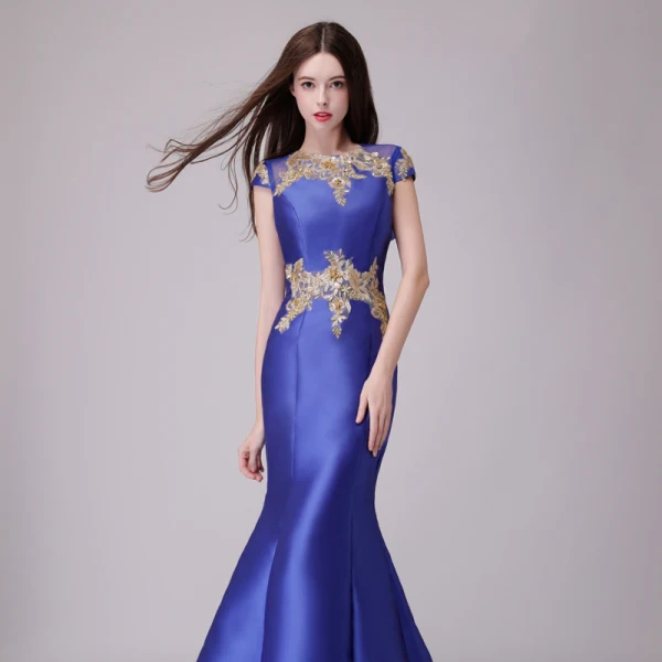 Classic Royal Blue Evening Dresses 2018 Trumpet / Mermaid Lace Appliques Pearl Scoop Neck Sleeveless Floor-Length / Long Formal Dresses