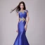 Classic Royal Blue Evening Dresses  2018 Trumpet / Mermaid Lace Appliques Pearl Scoop Neck Sleeveless Floor-Length / Long Formal Dresses