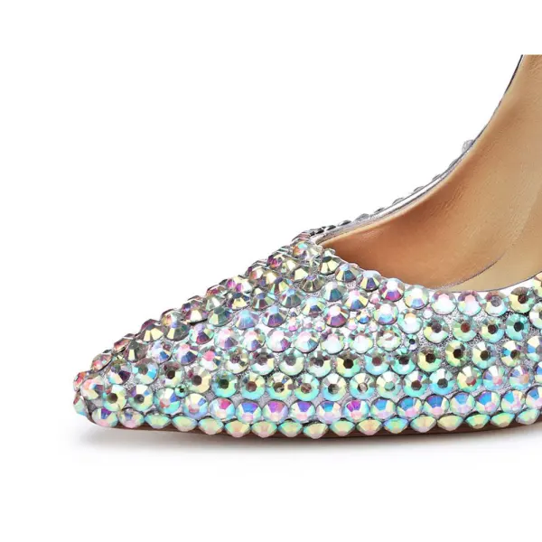 Charming Multi-Colors Rhinestone Wedding Shoes 2020 Leather 11 cm Stiletto Heels Pointed Toe Wedding Pumps