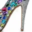 Chic / Belle Multi-Couleurs Soirée Escarpins 2020 Cuir Faux Diamant 14 cm Talons Aiguilles À Bout Rond Escarpins