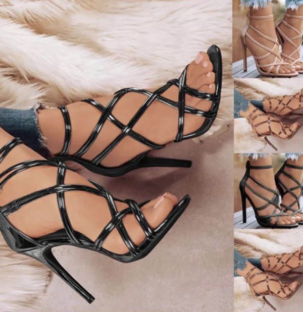 Sexy Black Rave Club Womens Sandals 2020 11 cm Stiletto Heels Open / Peep Toe Sandals