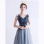 Elegant Navy Blue Evening Dresses  Sequins 2020 A-Line / Princess Ruffle V-Neck Beading Crystal Sleeveless Backless Floor-Length / Long Formal Dresses
