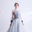 Vintage / Retro Flower Fairy Sky Blue Prom Dresses 2020 A-Line / Princess Ruffle High Neck Pearl Rhinestone Sequins Flower Lace Long Sleeve Backless Court Train Formal Dresses