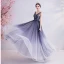 Charmant Bleu Marine Robe De Soirée 2020 Princesse V-Cou Glitter Perlage Paillettes En Dentelle Fleur Sans Manches Dos Nu Longue Robe De Ceremonie