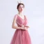 Fashion Candy Pink Gradient-Color Evening Dresses  2020 A-Line / Princess V-Neck Glitter Rhinestone Lace Flower Sleeveless Backless Sweep Train Formal Dresses