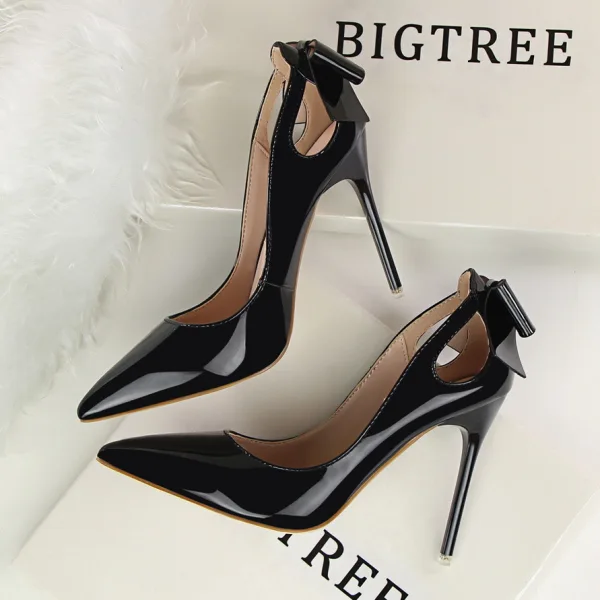 Schön Nude Datierung Schleife Pumps 2020 Lackleder 10 cm Stilettos Spitzschuh Pumps