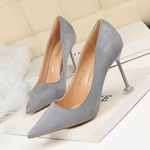 Chic / Belle Noire Désinvolte Daim Escarpins 2020 9 cm Talons Aiguilles À Bout Pointu Escarpins