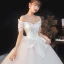 Haut de Gamme Élégant Ivoire Glitter Robe De Mariée 2021 Robe Boule De l'épaule Manches Courtes Dos Nu Royal Train Mariage