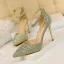 Charmant Rougissant Rose Soirée Faux Diamant Chaussures Femmes 2020 Perlage Bride Cheville 10 cm Talons Aiguilles À Bout Pointu Talons