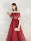 Scintillantes Bordeaux Glitter Robe De Soirée 2020 Princesse De l'épaule Manches Courtes Dos Nu Longue Robe De Ceremonie