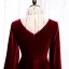 Elegant Burgundy Evening Dresses  2020 A-Line / Princess Suede High Neck Sequins Long Sleeve Floor-Length / Long Formal Dresses
