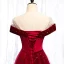 Chic / Belle Bordeaux Robe De Soirée 2020 Princesse Daim Encolure Dégagée Étoile Paillettes Faux Diamant Manches Courtes Dos Nu Longue Robe De Ceremonie