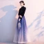 Scintillantes Océan Bleu Dégradé De Couleur Ciel étoilé Robe De Soirée 2020 Princesse Style Chinois Daim V-Cou Étoile Paillettes Manches Longues Longue Robe De Ceremonie