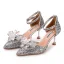 Scintillantes Argenté Chaussure De Mariée 2020 Cristal Faux Diamant Paillettes Bride Cheville 6 cm Talons Aiguilles À Bout Pointu Mariage Talons Hauts