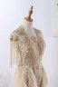 Luxe Élégant Beige Fait main Robe De Soirée 2020 Princesse U-Cou Perlage Gland Cristal Faux Diamant En Dentelle Fleur Sans Manches Dos Nu Train De Balayage Robe De Ceremonie