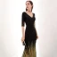 Charming Black Gold Evening Dresses  2020 Trumpet / Mermaid V-Neck Sequins 1/2 Sleeves Floor-Length / Long Formal Dresses