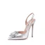 Charming Silver Evening Party Womens Sandals 2020 Ankle Strap Rhinestone 10 cm Stiletto Heels Pointed Toe Sandals