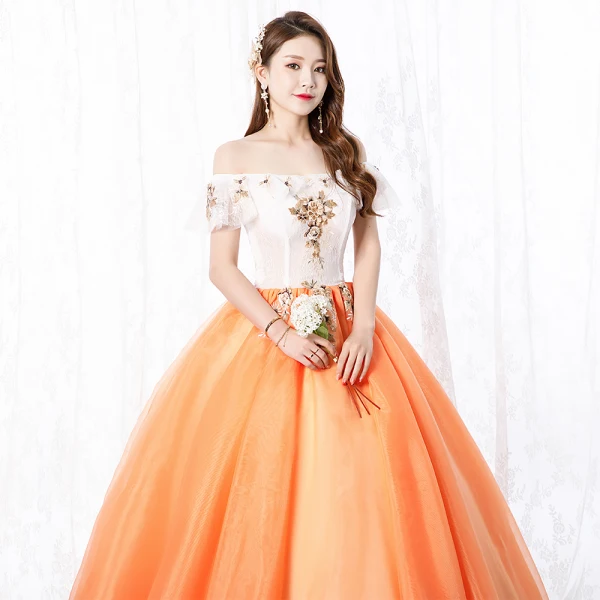 short orange formal dress Black White Satin Simple 3/4 Sleeves Prom Ball Gown Graduation Dress