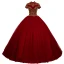 Elegant Burgundy Prom Dresses 2020 Ball Gown High Neck Beading Sequins Short Sleeve Backless Floor-Length / Long Formal Dresses