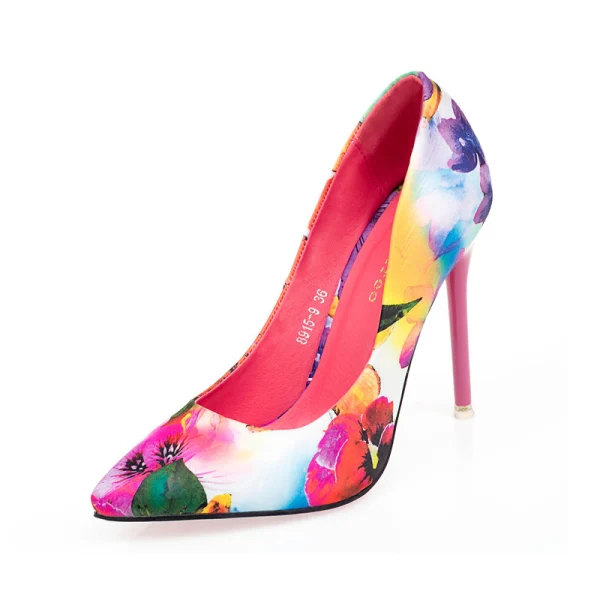 Chic / Beautiful Ocean Blue Street Wear Printing Pumps 2020 9 cm Stiletto Heels Pointed Toe Pumps