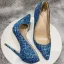 Sparkly Ocean Blue Sequins Cocktail Party Evening Party Pumps 2021 12 cm Stiletto Heels Pointed Toe Pumps High Heels