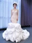 Luxe Haut de Gamme Charmant Blanche Volants en Cascade Robe De Mariée 2021 Trompette / Sirène Bretelles Spaghetti Sans Manches Perlage Perle En Dentelle Fleur Dos Nu