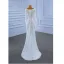 Scintillantes Haut de Gamme Blanche Perlage Perle Paillettes Robe De Mariée 2021 Trompette / Sirène U-Cou Manches Longues Dos Nu Longue Mariage