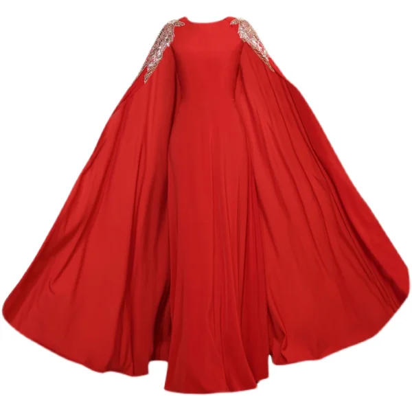 Chic / Belle Rouge Paillettes manteau Robe De Bal Robe De Soirée 2021 Princesse Encolure Dégagée Sans Manches Longue Robe De Ceremonie