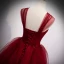 Chic / Beautiful Burgundy Prom Dresses 2021 Ball Gown Square Neckline Sleeveless Backless Floor-Length / Long Formal Dresses