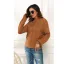 Fall Winter Street Wear Brown Knitting Sweaters 2021 Cotton High Neck Long Sleeve Loose Women Tops