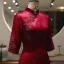 Chinese style Burgundy Satin Cheongsam 2021 Trumpet / Mermaid High Neck Beading Sequins 3/4 Sleeve Ankle Length Cheongsam / Qipao