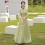 Simple Vert Cendré Robe Demoiselle D'honneur 2021 Princesse Paillettes Manches Courtes Dos Nu Longue Robe Demoiselle D'honneur