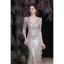 Sparkly Sexy Silver Sequins Evening Dresses 2021 Trumpet / Mermaid V-Neck 1/2 Sleeves Floor-Length / Long Evening Party Formal Dresses