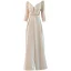 Charming Beige Beading Sequins Prom Dresses 2021 A-Line / Princess V-Neck Pearl Rhinestone Sash 3/4 Sleeve Backless Floor-Length / Long Prom Formal Dresses