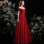 Chic / Belle Bordeaux Robe De Bal 2021 Princesse De l'épaule Manches Courtes Dos Nu Longue Promo Robe De Ceremonie