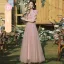 Chic / Belle Rose Bonbon Perle Robe Demoiselle D'honneur 2021 Princesse Manches Courtes Dos Nu Paillettes Longue Robe Pour Mariage