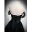 Charmant Noire Paillettes Robe De Bal 2021 Princesse De l'épaule Manches Courtes Dos Nu Longue Promo Robe De Ceremonie