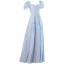 Élégant Bleu Ciel Perle Robe De Bal 2021 Princesse Encolure Carrée Manches Courtes Dos Nu Longue Robe De Ceremonie