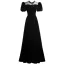 Elegant Black Suede Prom Dresses 2021 A-Line / Princess High Neck Bow Puffy Short Sleeve Backless Floor-Length / Long Formal Dresses