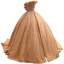 Haut de Gamme Champagne Perlage Paillettes Robe De Mariée 2021 Robe Boule Volants Bustier Sans Manches Dos Nu Tribunal Train Mariage