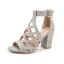 Schöne Schwarz Strassenmode Durchbohrt Sandalen Damen 2021 T-Riemen 8 cm Thick Heels Peeptoes Sandaletten
