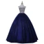 Chic / Belle Bleu Marine Robe De Bal 2021 Robe Boule Bustier Perlage Paillettes Sans Manches Dos Nu Longue Robe De Ceremonie