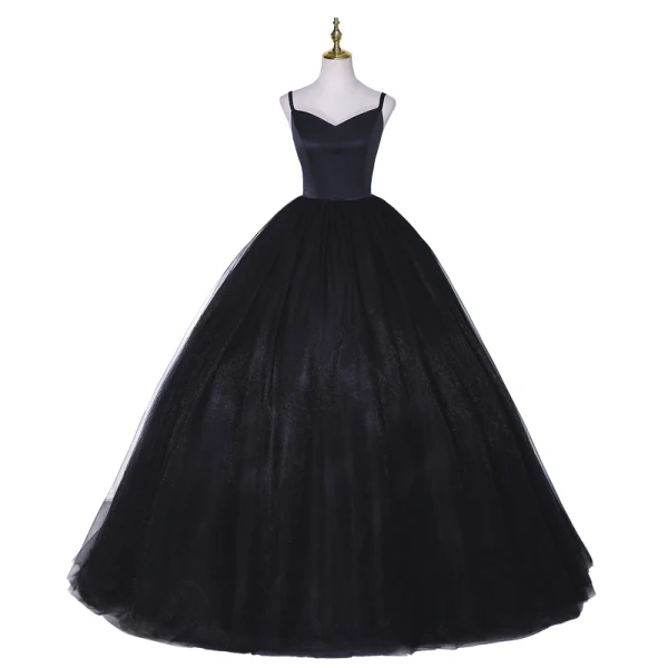 Chic / Belle Noire Robe De Bal 2021 Bretelles Spaghetti Sans Manches Dos Nu Longue Robe De Ceremonie
