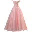 Charmant Rose Bonbon Faux Diamant En Dentelle Fleur Appliques Robe De Bal 2021 Princesse De l'épaule Sans Manches Dos Nu Longue Robe De Ceremonie