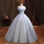 Élégant Bleu Ciel Robe De Bal 2021 Robe Boule De l'épaule Paillettes En Dentelle Fleur Appliques Sans Manches Dos Nu Longue Robe De Ceremonie